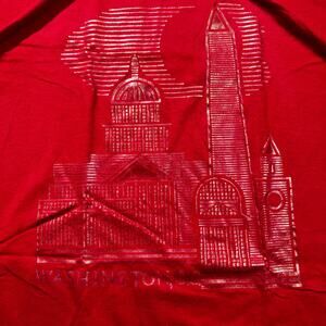 Vintage 80s Washington DC Metallic Graphic T-Shirt Red XL